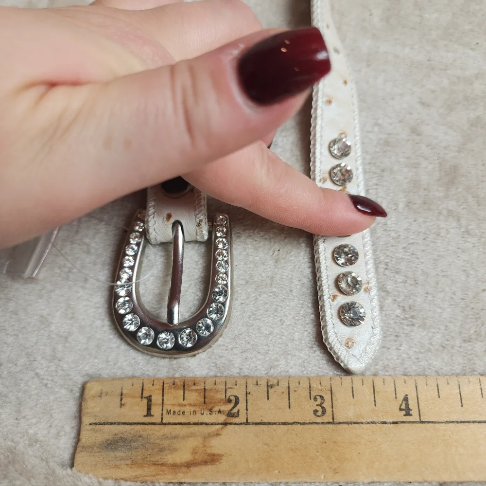 Off White Rhinestone Bling Belt 42